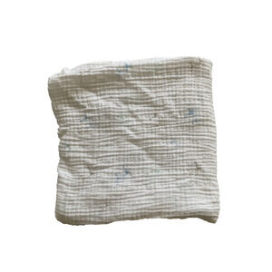 Aden and Anais Light Blue Gray Mommy Baby Muslin Receiving Swaddle Blanket